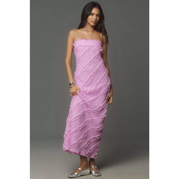 Anthropologie Endless Rose Strapless Textured Column Midi Dress - Picture 1 of 13
